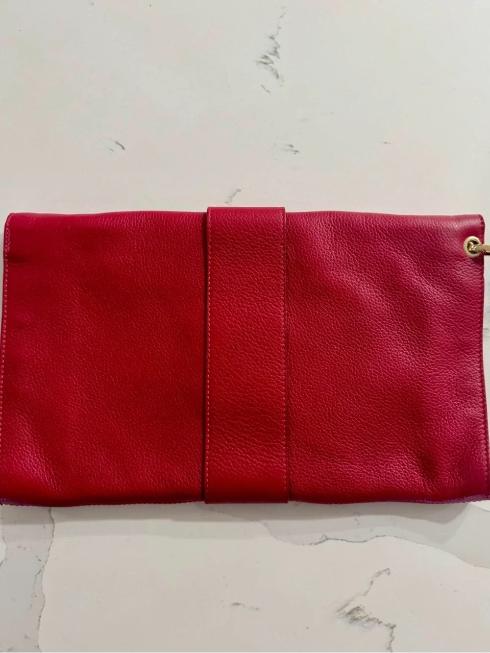 Jimmy Choo Rivera Red Leather Envelope Clutch Bag with Gold Hardware